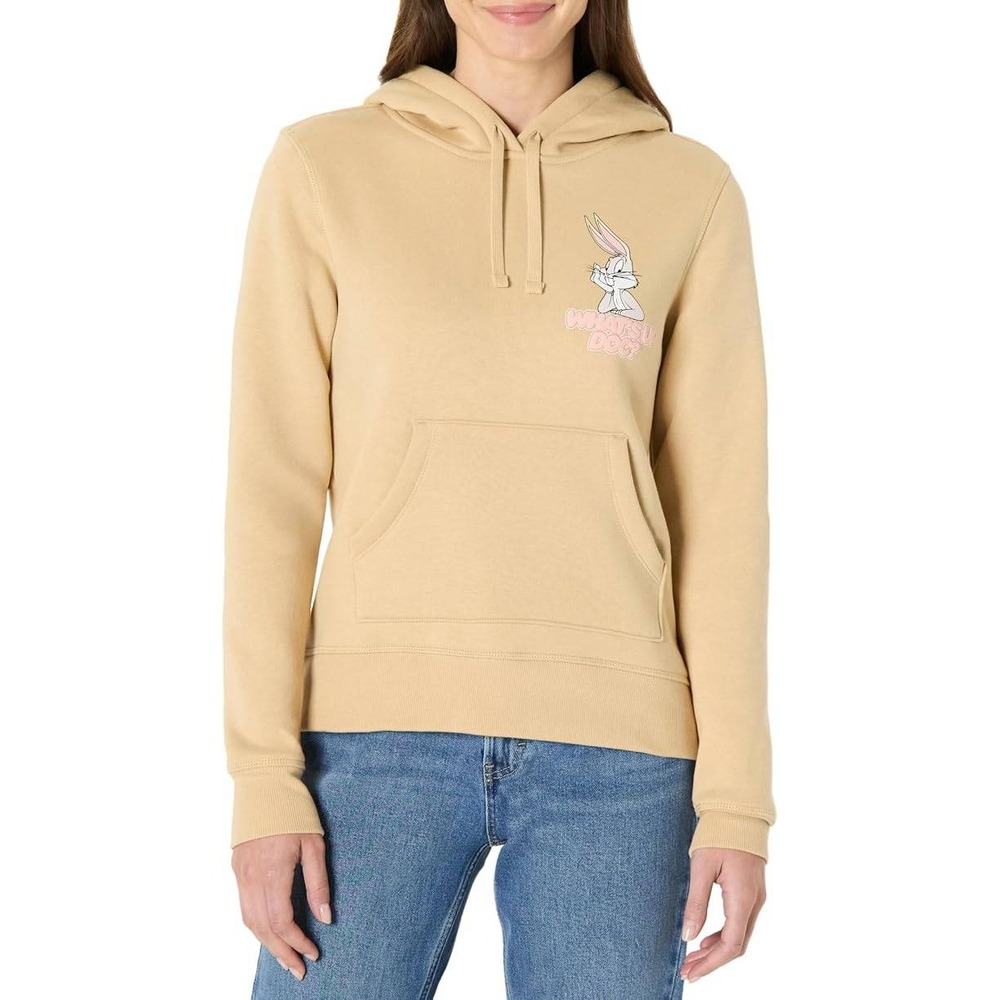 Looney Tunes Bugs Bunny Fleece Hoodie Tan What's Up Doc Sweatshirt Small Casual